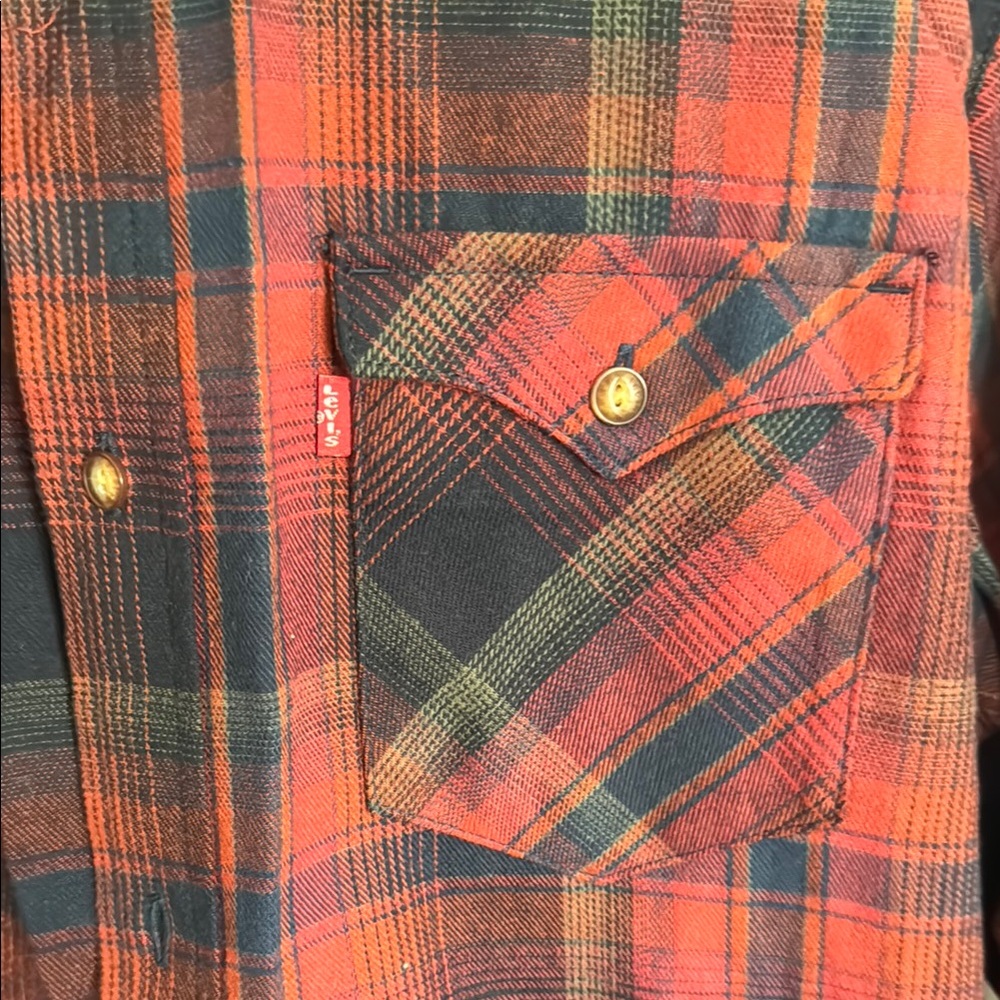 Levi's Classic Red and Black Plaid Shirt - Picture 3 of 5